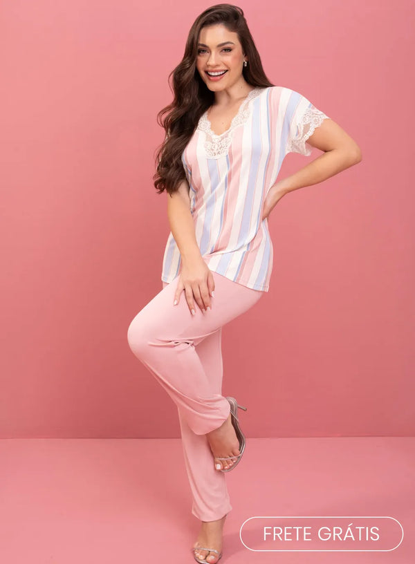 Pijama Feminino de Renda Milady